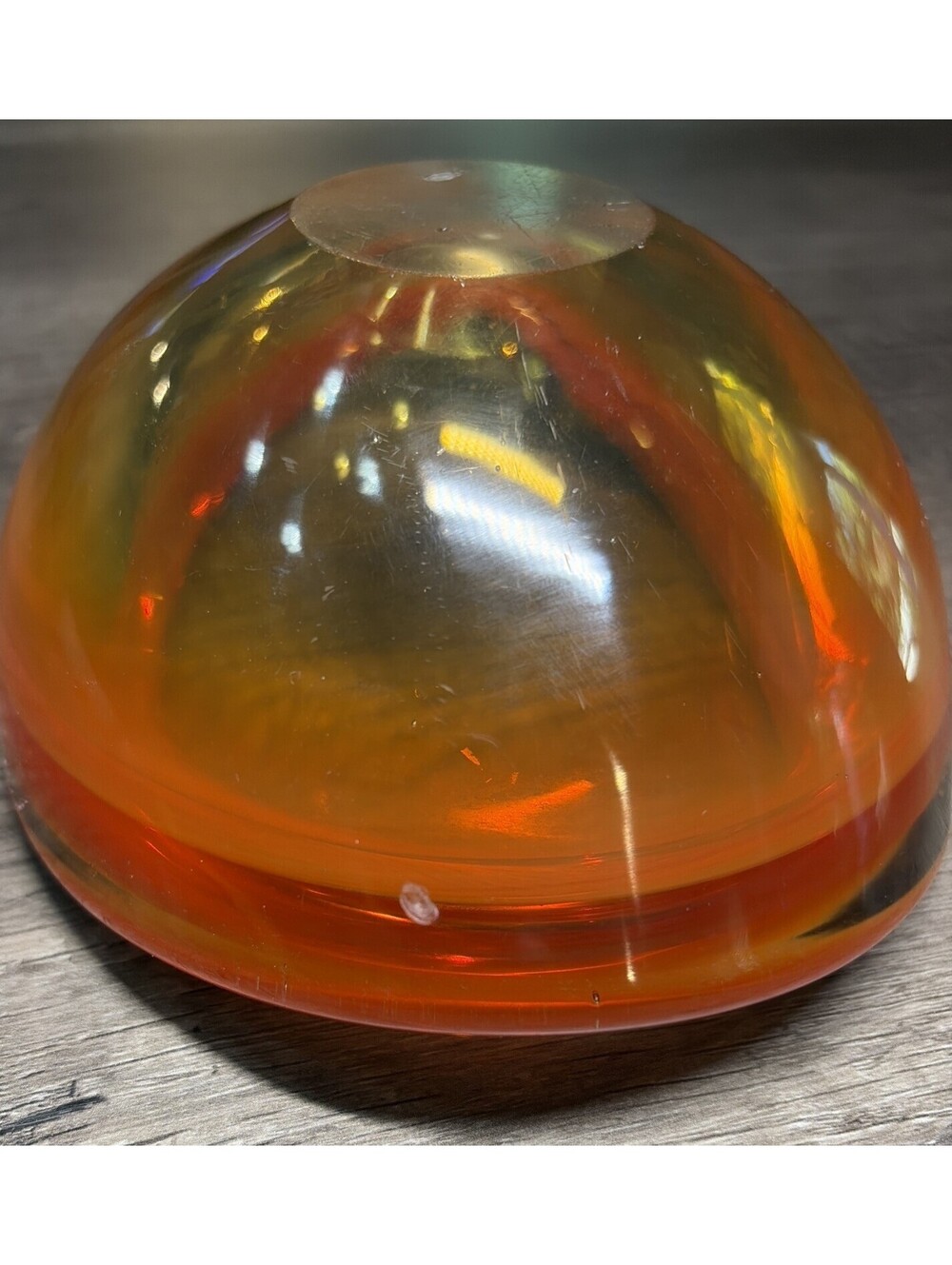 Murano Glass Ashtray VTG MCM 6" Bowl Orange Italy Cigar Sommerso Amber Geode - Picture 7 of 8
